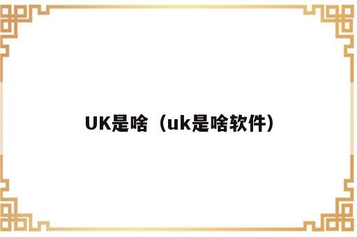 UK是啥（uk是啥软件）
