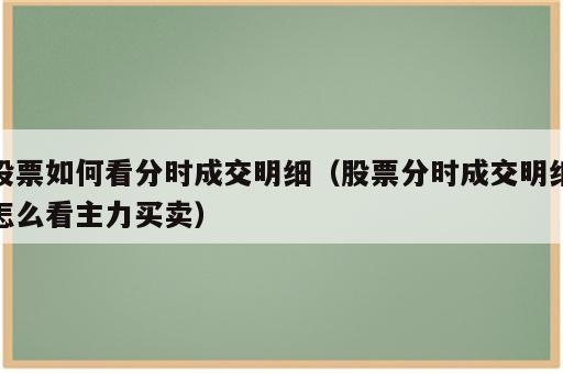 股票如何看分时成交明细（股票分时成交明细怎么看主力买卖）