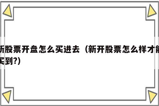 新股票开盘怎么买进去（新开股票怎么样才能买到?）