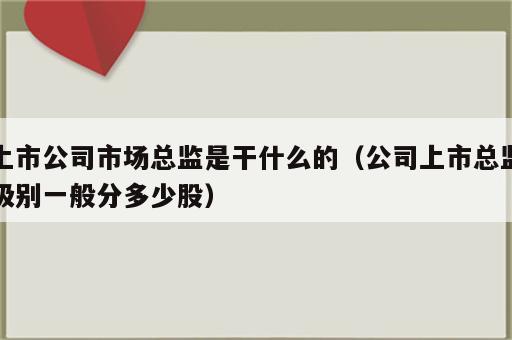 上市公司市场总监是干什么的（公司上市总监级别一般分多少股）
