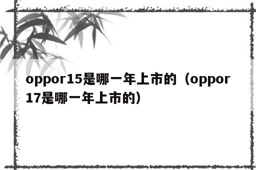 oppor15是哪一年上市的（oppor17是哪一年上市的）