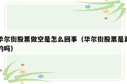 华尔街股票做空是怎么回事（华尔街股票是真的吗）