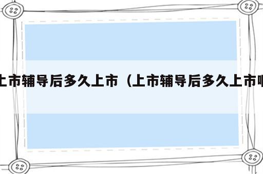 上市辅导后多久上市（上市辅导后多久上市啊）