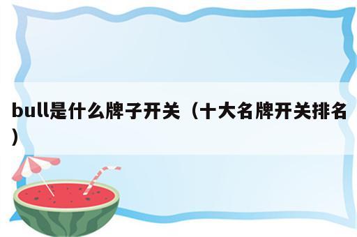 bull是什么牌子开关（十大名牌开关排名）