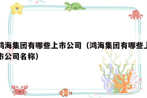 鸿海集团有哪些上市公司（鸿海集团有哪些上市公司名称）