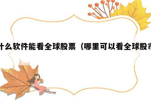 什么软件能看全球股票（哪里可以看全球股市）