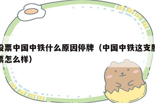 股票中国中铁什么原因停牌（中国中铁这支股票怎么样）
