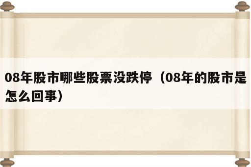 08年股市哪些股票没跌停（08年的股市是怎么回事）