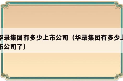 华录集团有多少上市公司（华录集团有多少上市公司了）