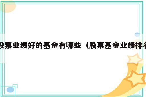 股票业绩好的基金有哪些（股票基金业绩排名）