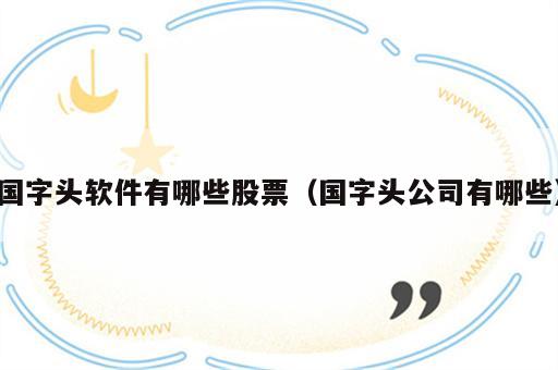 国字头软件有哪些股票（国字头公司有哪些）