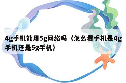 4g手机能用5g网络吗（怎么看手机是4g手机还是5g手机）