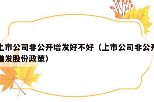 上市公司非公开增发好不好（上市公司非公开增发股份政策）