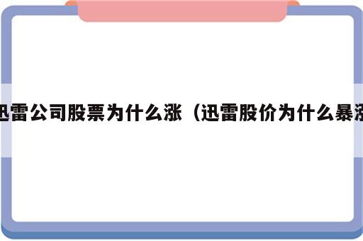 迅雷公司股票为什么涨（迅雷股价为什么暴涨）