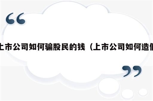 上市公司如何骗股民的钱（上市公司如何造假）
