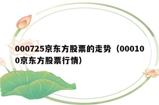 000725京东方股票的走势（000100京东方股票行情）