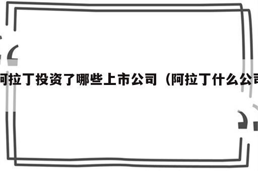 阿拉丁投资了哪些上市公司（阿拉丁什么公司）
