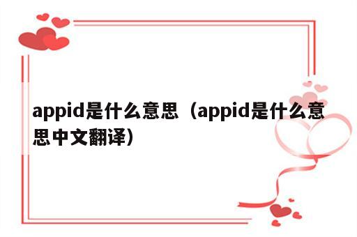 appid是什么意思（appid是什么意思中文翻译）