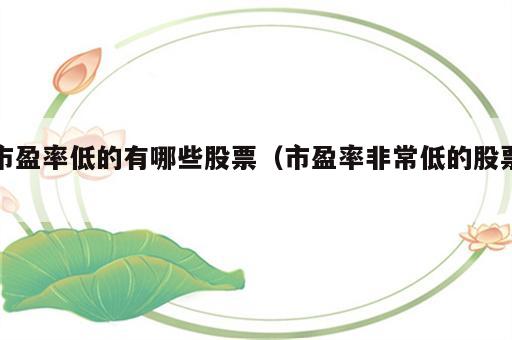 市盈率低的有哪些股票（市盈率非常低的股票）