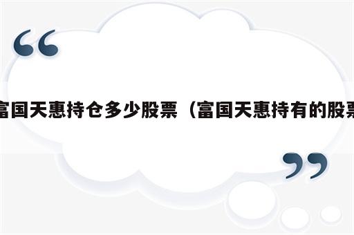富国天惠持仓多少股票（富国天惠持有的股票）
