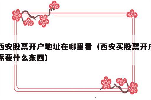 西安股票开户地址在哪里看（西安买股票开户需要什么东西）