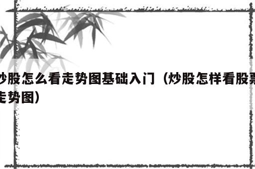 炒股怎么看走势图基础入门（炒股怎样看股票走势图）