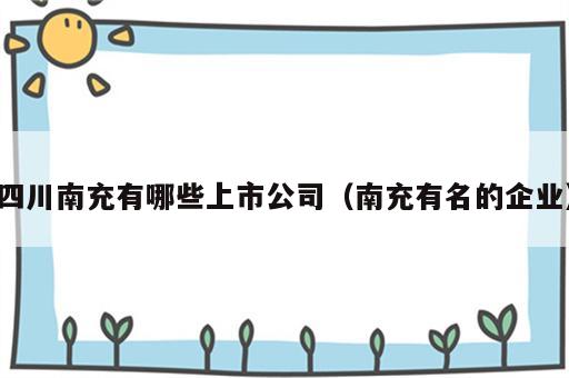 四川南充有哪些上市公司（南充有名的企业）