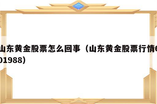 山东黄金股票怎么回事（山东黄金股票行情601988）
