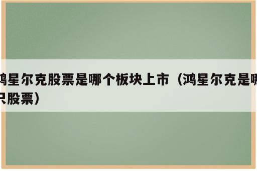 鸿星尔克股票是哪个板块上市（鸿星尔克是哪只股票）