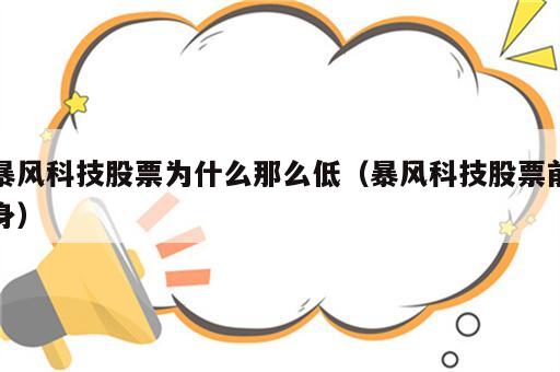 暴风科技股票为什么那么低（暴风科技股票前身）