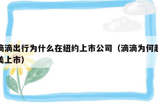 滴滴出行为什么在纽约上市公司（滴滴为何赴美上市）