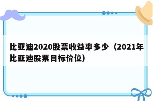 比亚迪2020股票收益率多少（2021年比亚迪股票目标价位）
