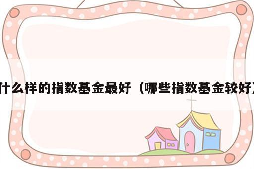 什么样的指数基金最好（哪些指数基金较好）