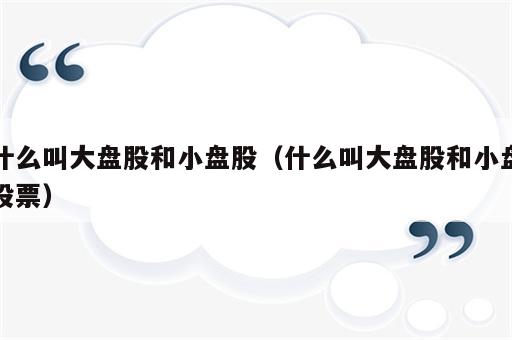 什么叫大盘股和小盘股（什么叫大盘股和小盘股票）