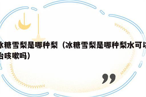 冰糖雪梨是哪种梨（冰糖雪梨是哪种梨水可以治咳嗽吗）