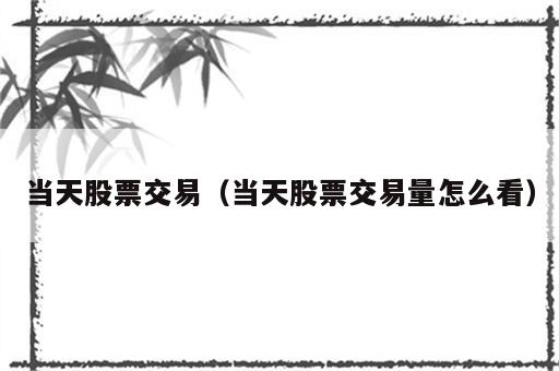 当天股票交易（当天股票交易量怎么看）