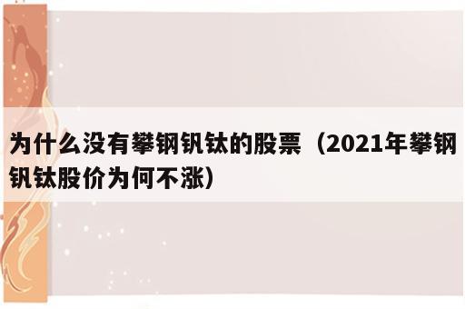 为什么没有攀钢钒钛的股票（2021年攀钢钒钛股价为何不涨）