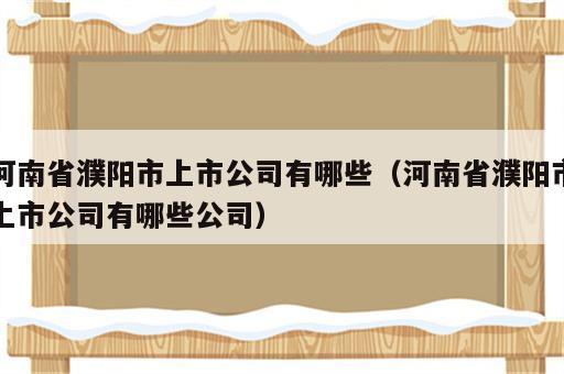 河南省濮阳市上市公司有哪些（河南省濮阳市上市公司有哪些公司）
