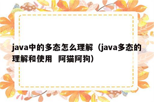 java中的多态怎么理解（java多态的理解和使用  阿猫阿狗）