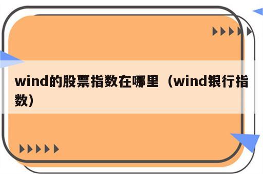 wind的股票指数在哪里（wind银行指数）