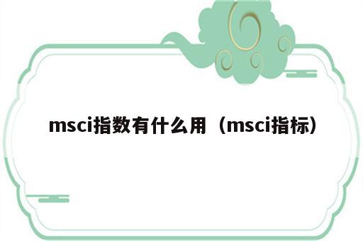 msci指数有什么用（msci指标）
