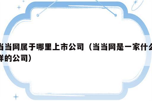 当当网属于哪里上市公司（当当网是一家什么样的公司）