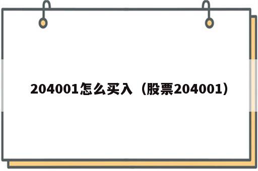 204001怎么买入（股票204001）