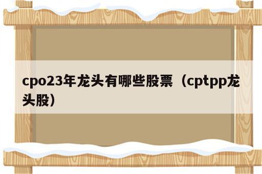 cpo23年龙头有哪些股票（cptpp龙头股）
