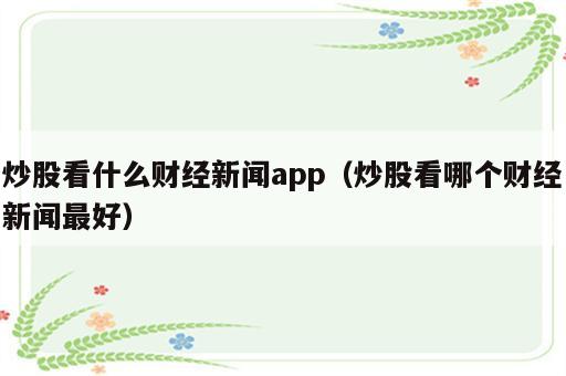 炒股看什么财经新闻app（炒股看哪个财经新闻最好）