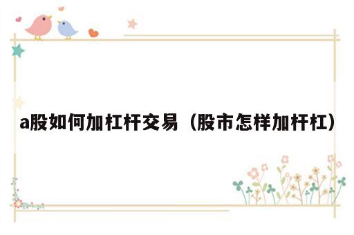 a股如何加杠杆交易（股市怎样加杆杠）