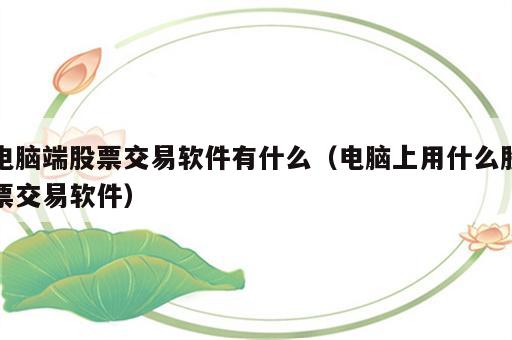 电脑端股票交易软件有什么（电脑上用什么股票交易软件）