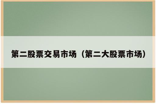 第二股票交易市场（第二大股票市场）