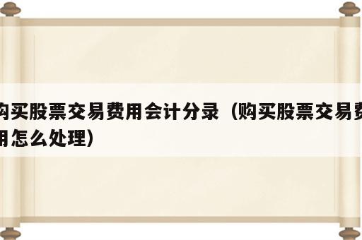 购买股票交易费用会计分录（购买股票交易费用怎么处理）